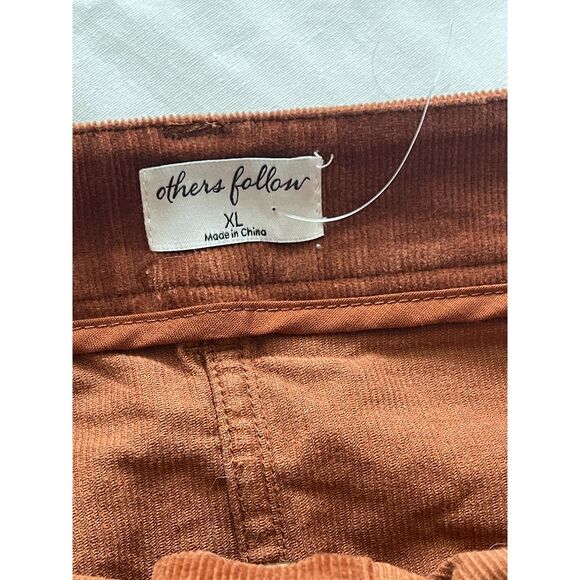 Others Follow Burgundy Button Front 90s Corduroy Pencil Skirt XL Stretch Vintage - Picture 5 of 7